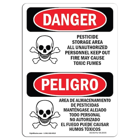 Signmission Safety Sign, OSHA Danger, 18" Height, Pesticide Storage Unauthorized Keep Out, Spanish OS-DS-D-1218-VS-2035